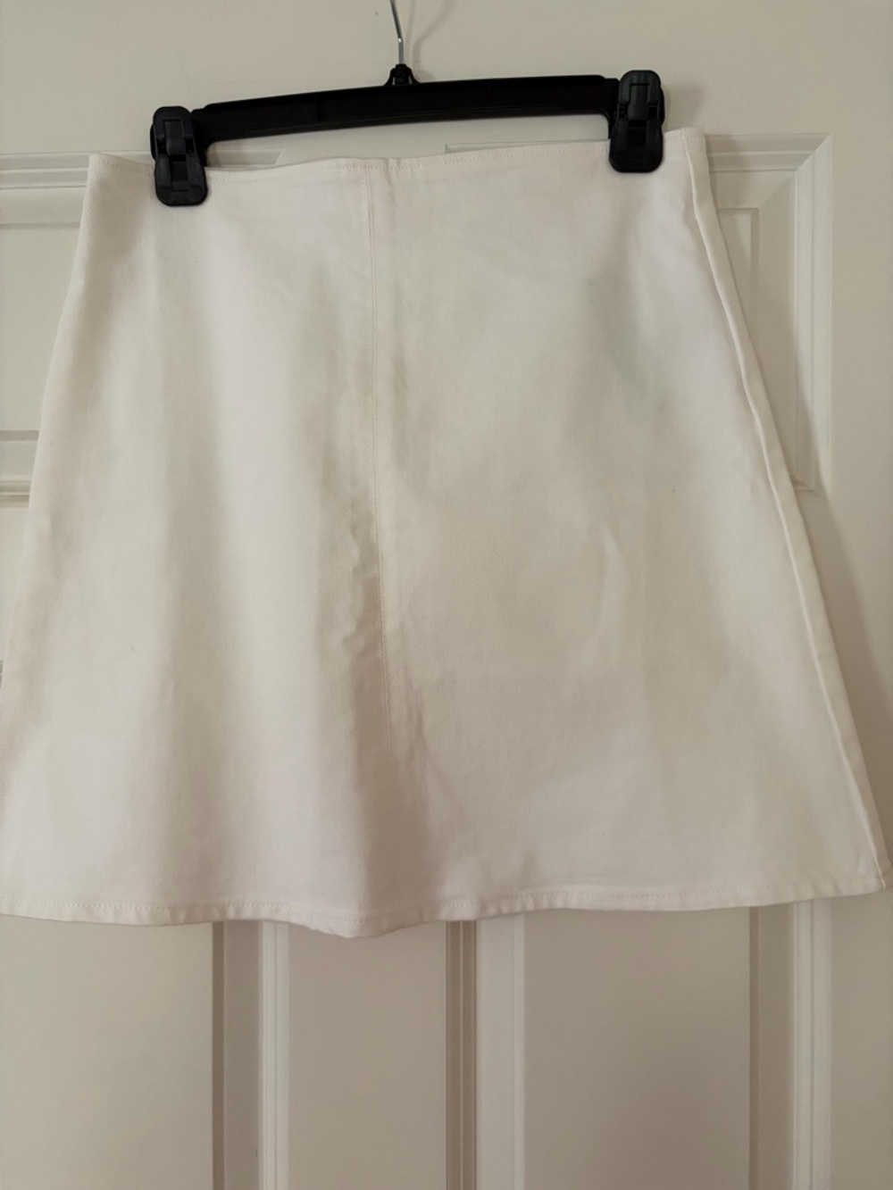 White denim A-Line Mini Skirt